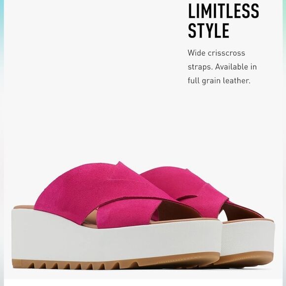 Sorel NWT Cameron Flatform Mule Sandals in Fuchsia Fizz Size 9.5 - Picture 3 of 9